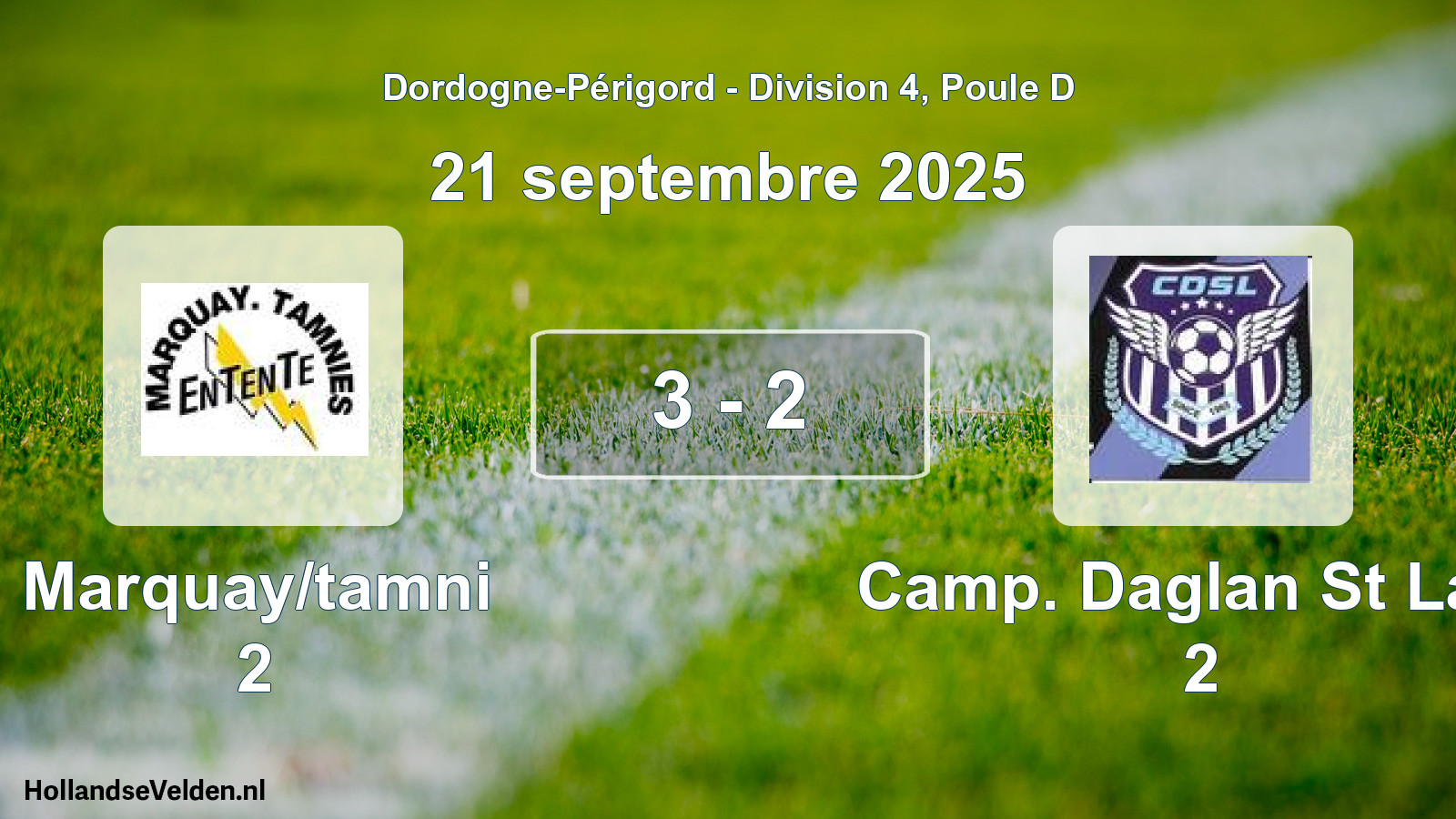 Total number of matches played: Marquay/tamni 2 - Camp. Daglan St Laur 2 3 - 2 (21 September 2025)