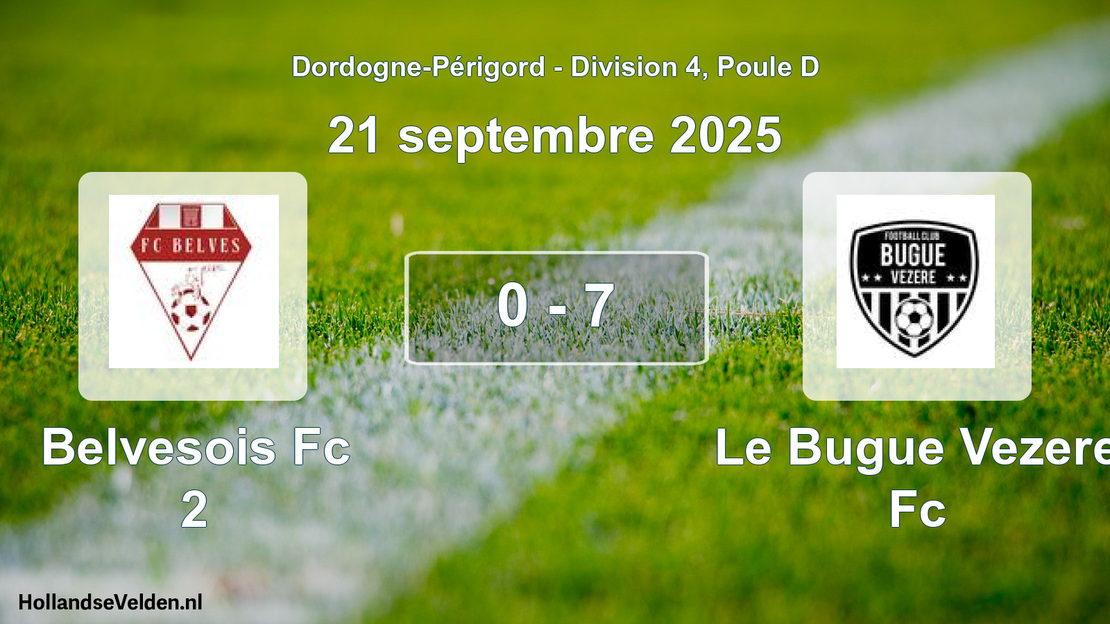 Gespeelde wedstrijd: Belvesois Fc 2 - Le Bugue Vezere Fc 0 - 7 (21 septembre 2025)