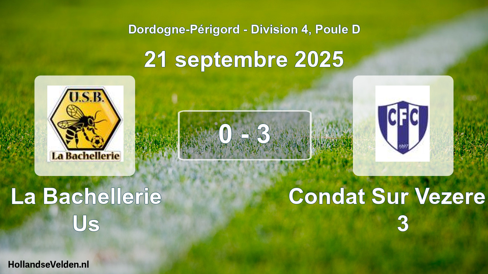 Gespeelde wedstrijd: La Bachellerie Us - Condat Sur Vezere Fc 3 0 - 3 (21 septembre 2025)