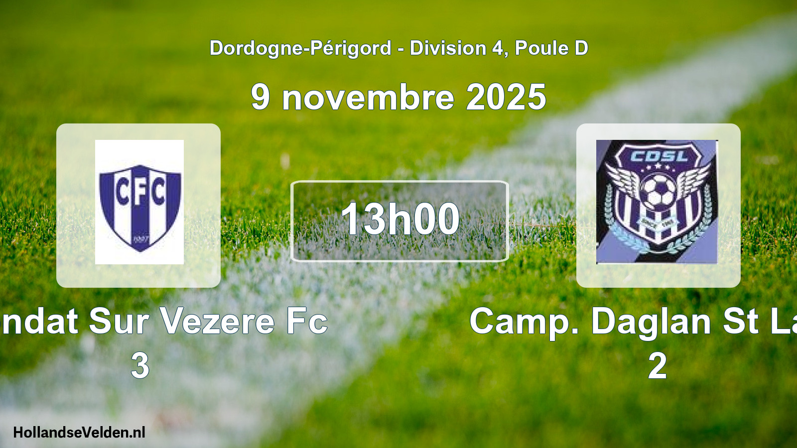 Geplande wedstrijd: Condat Sur Vezere Fc 3 - Camp. Daglan St Laur 2 (9 novembre 2025)