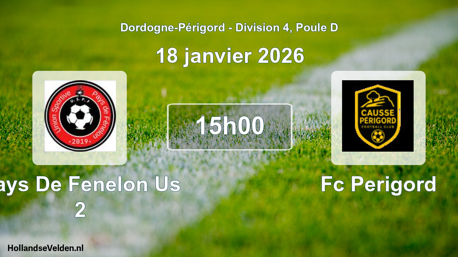 Scheduled Match: Pays De Fenelon Us 2 - Fc Perigord (18 January 2026)