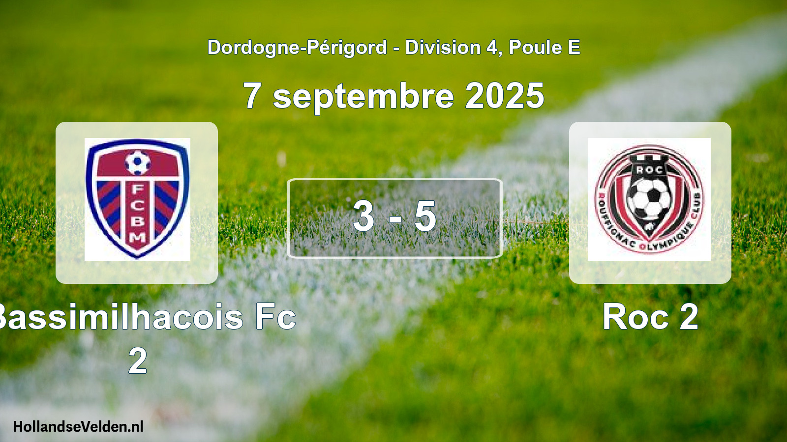 Gespeelde wedstrijd: Bassimilhacois Fc 2 - Roc 2 3 - 5 (7 septembre 2025)