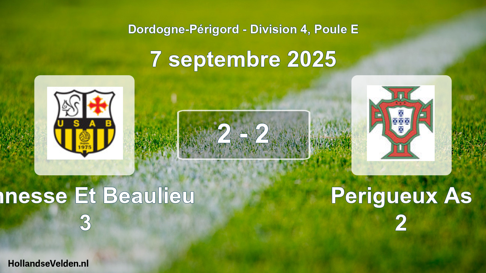 Gespeelde wedstrijd: Annesse Et Beaulieu 3 - Perigueux As 2 2 - 2 (7 septembre 2025)