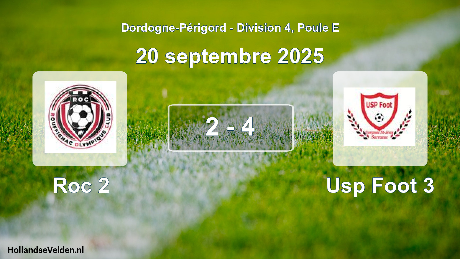 Gespeelde wedstrijd: Roc 2 - Usp Foot 3 2 - 4 (20 september 2025)