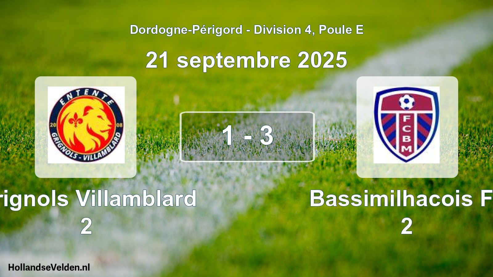 Gespeelde wedstrijd: Grignols Villamblard 2 - Bassimilhacois Fc 2 1 - 3 (21 september 2025)