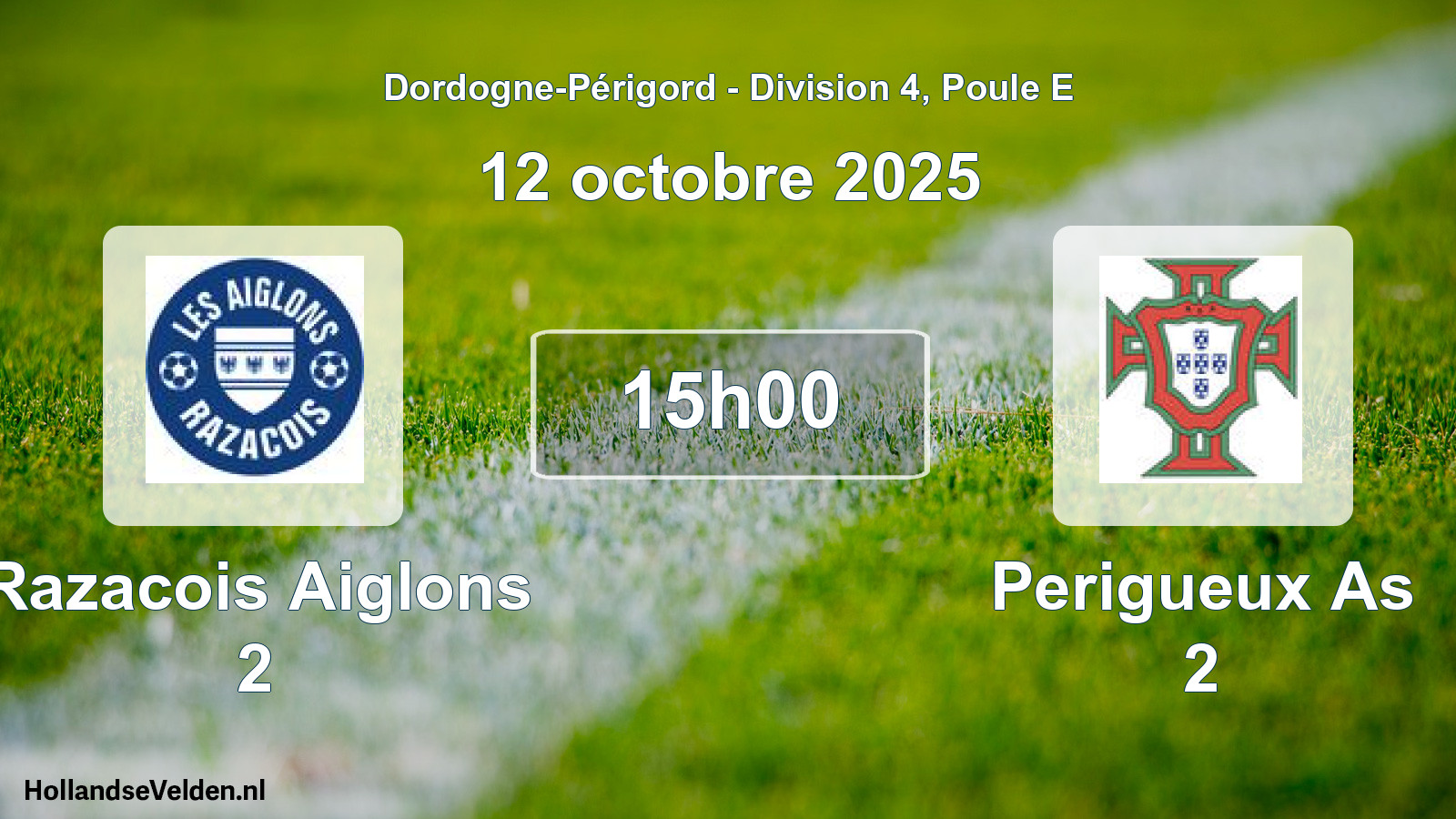 Geplande wedstrijd: Razacois Aiglons 2 - Perigueux As 2 (12 octobre 2025)