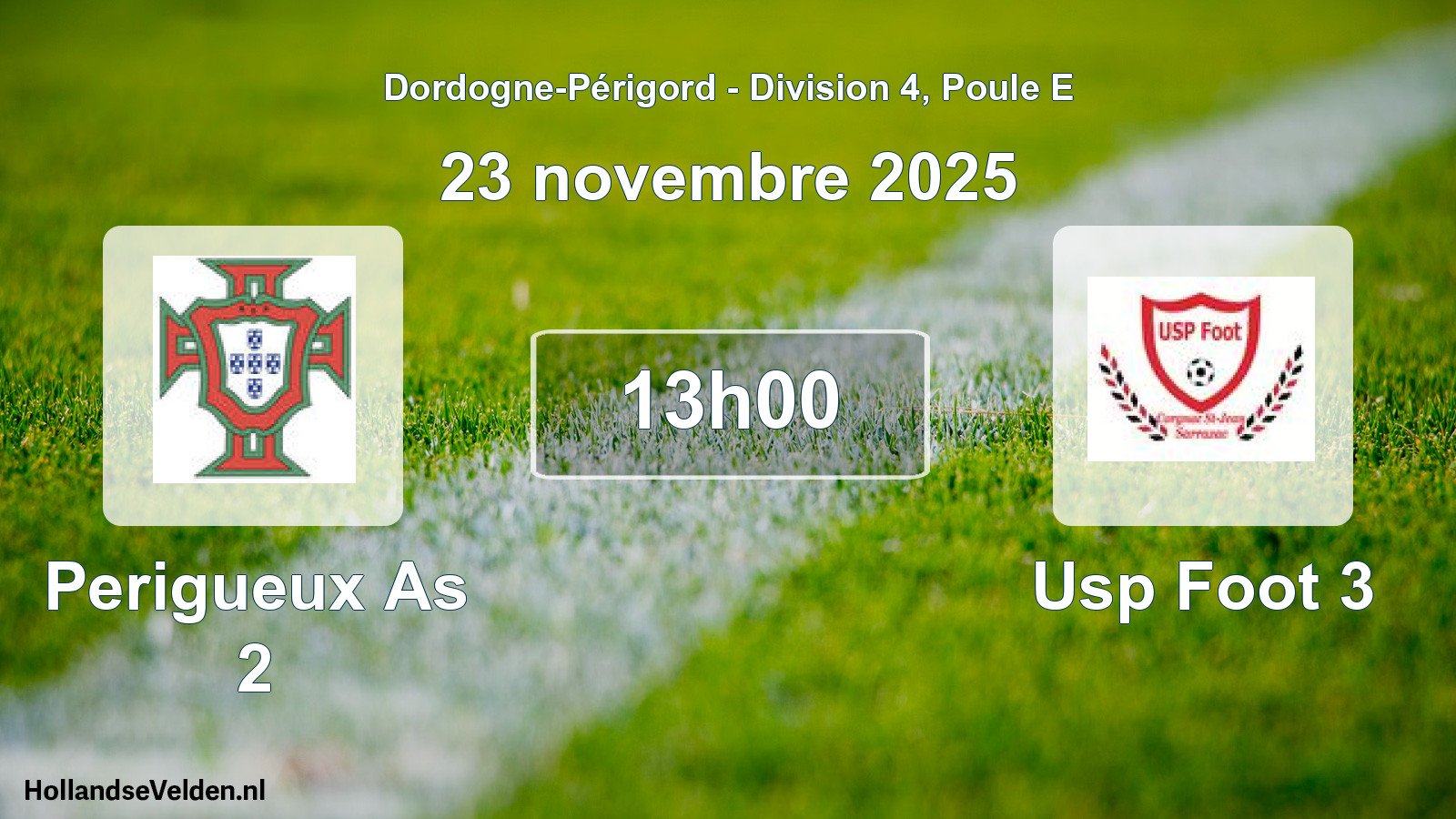 Geplande wedstrijd: Perigueux As 2 - Usp Foot 3 (23 novembre 2025)