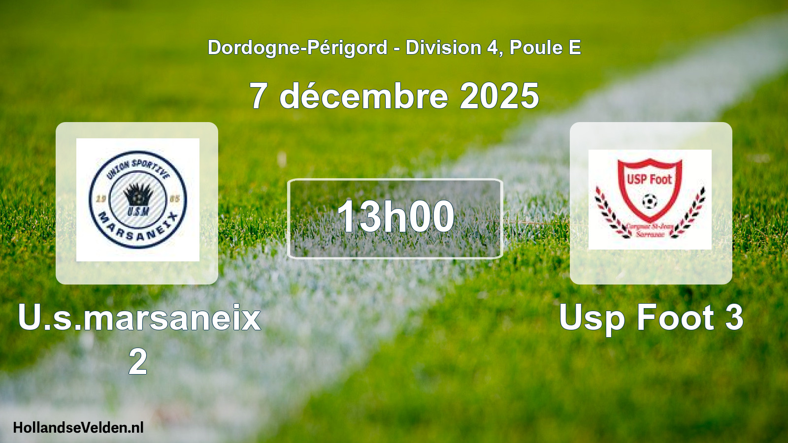 Geplande wedstrijd: U.s.marsaneix 2 - Usp Foot 3 (7 décembre 2025)