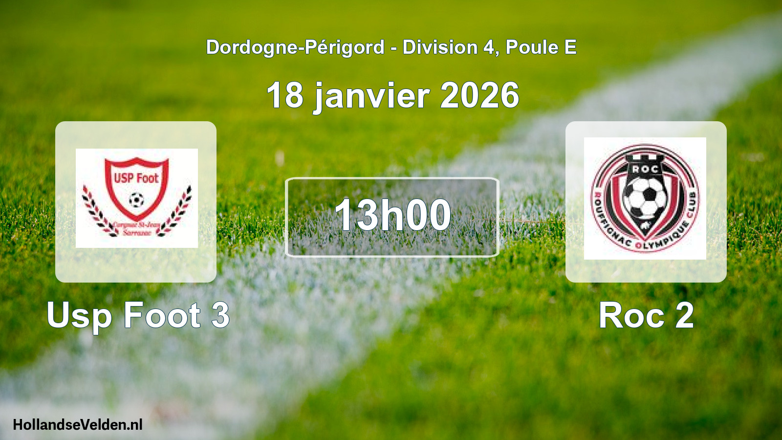 Geplande wedstrijd: Usp Foot 3 - Roc 2 (18 januari 2026)