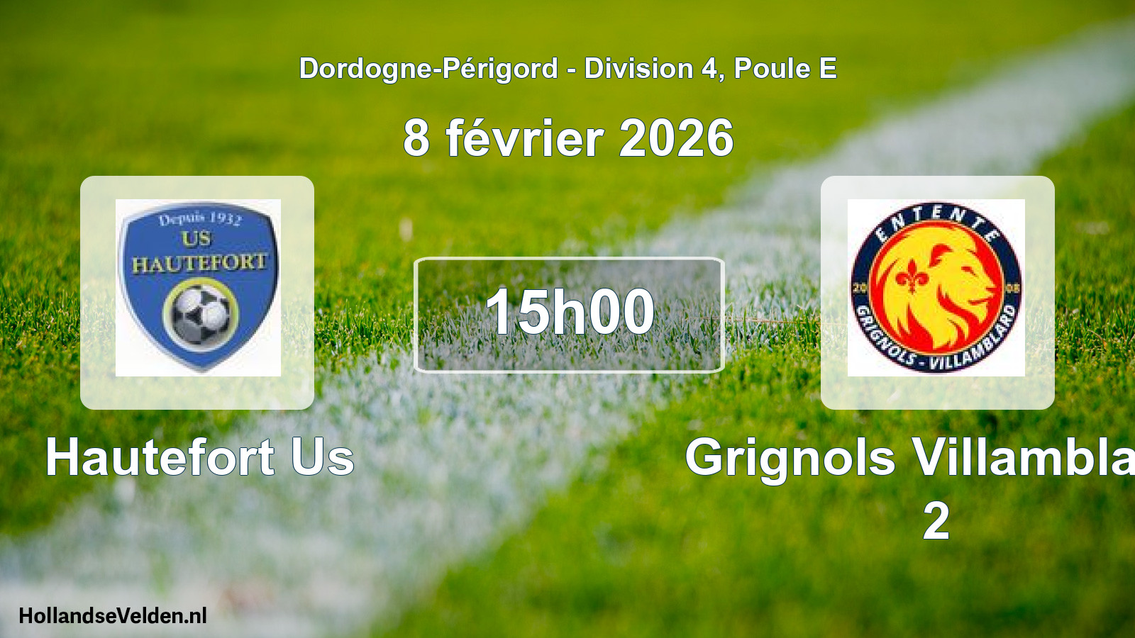Scheduled Match: Hautefort Us - Grignols Villamblard 2 (8 February 2026)