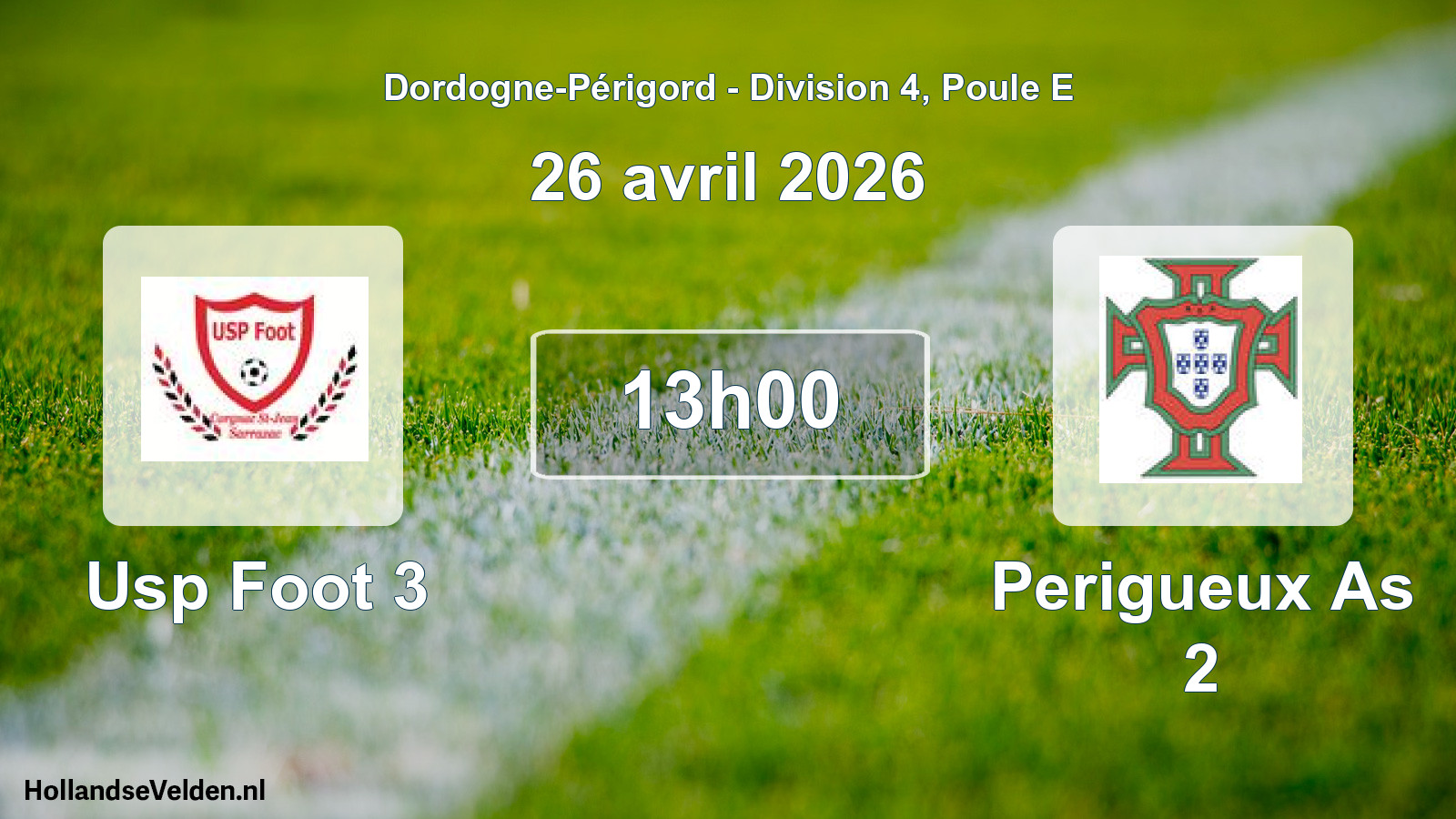Scheduled Match: Usp Foot 3 - Perigueux As 2 (26 April 2026)