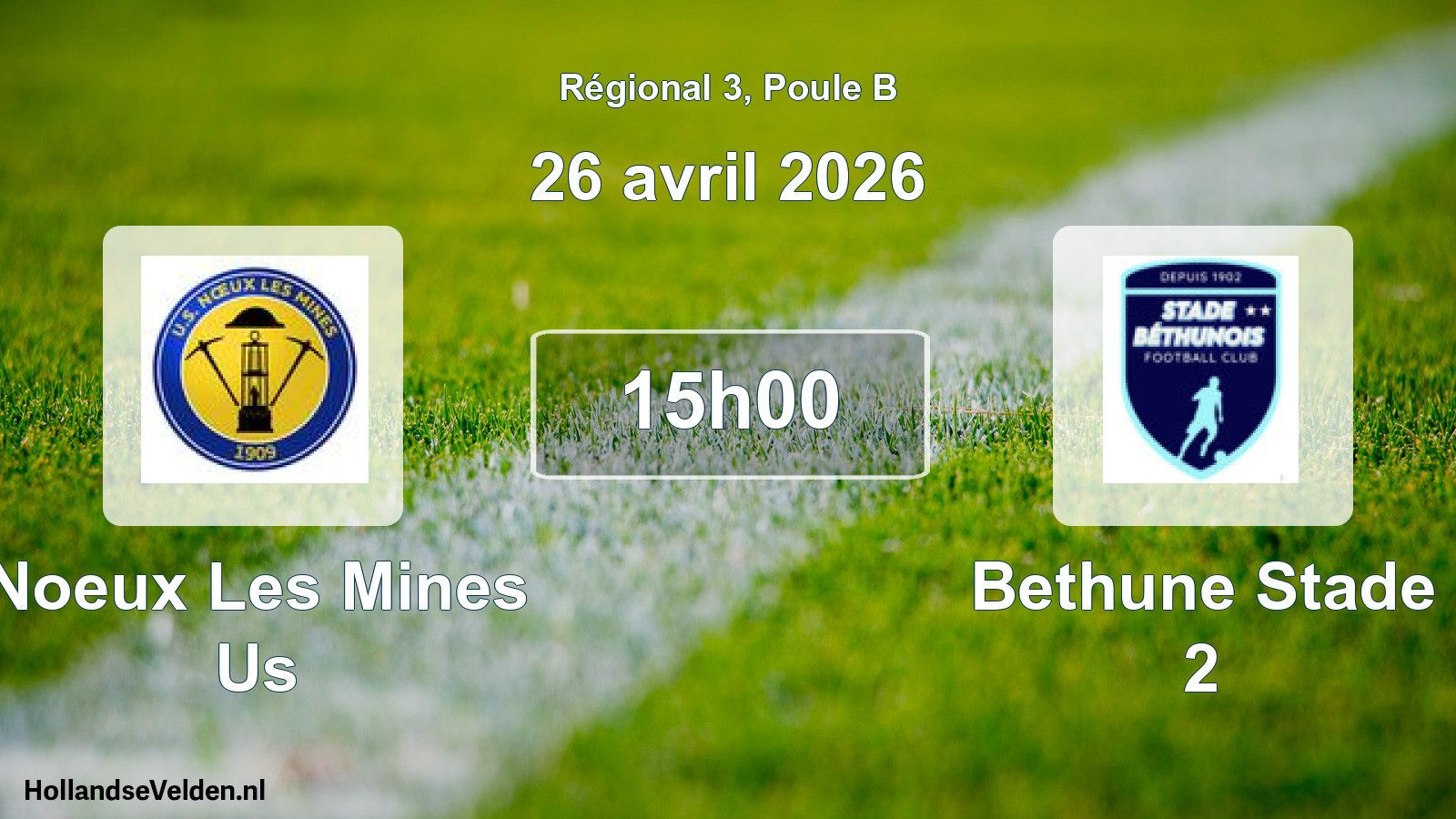 Geplande wedstrijd: Noeux Les Mines Us - Bethune Stade 2 (26 april 2026)