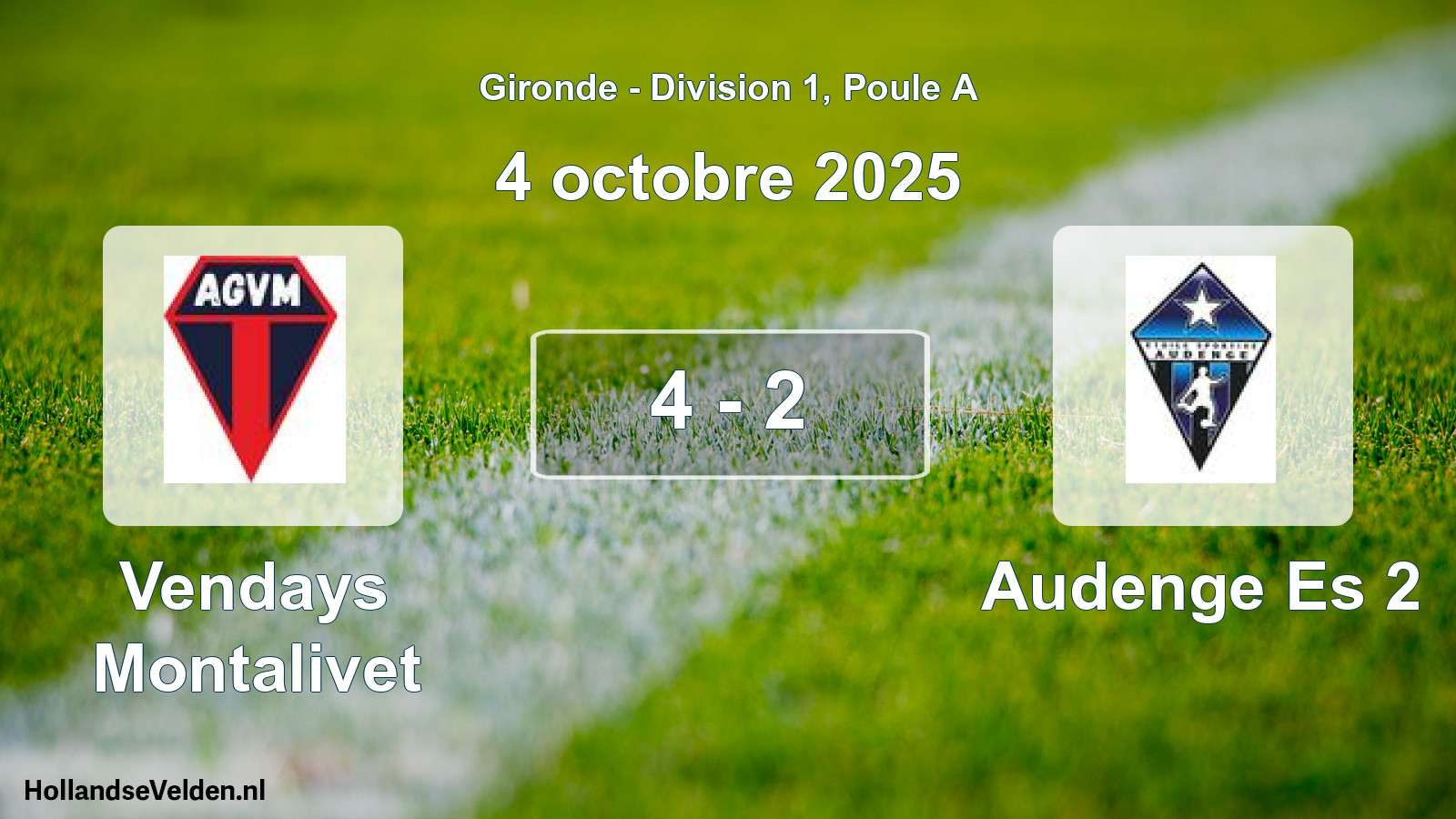 Gespeelde wedstrijd: Vendays Montalivet - Audenge Es 2 4 - 2 (4 octobre 2025)