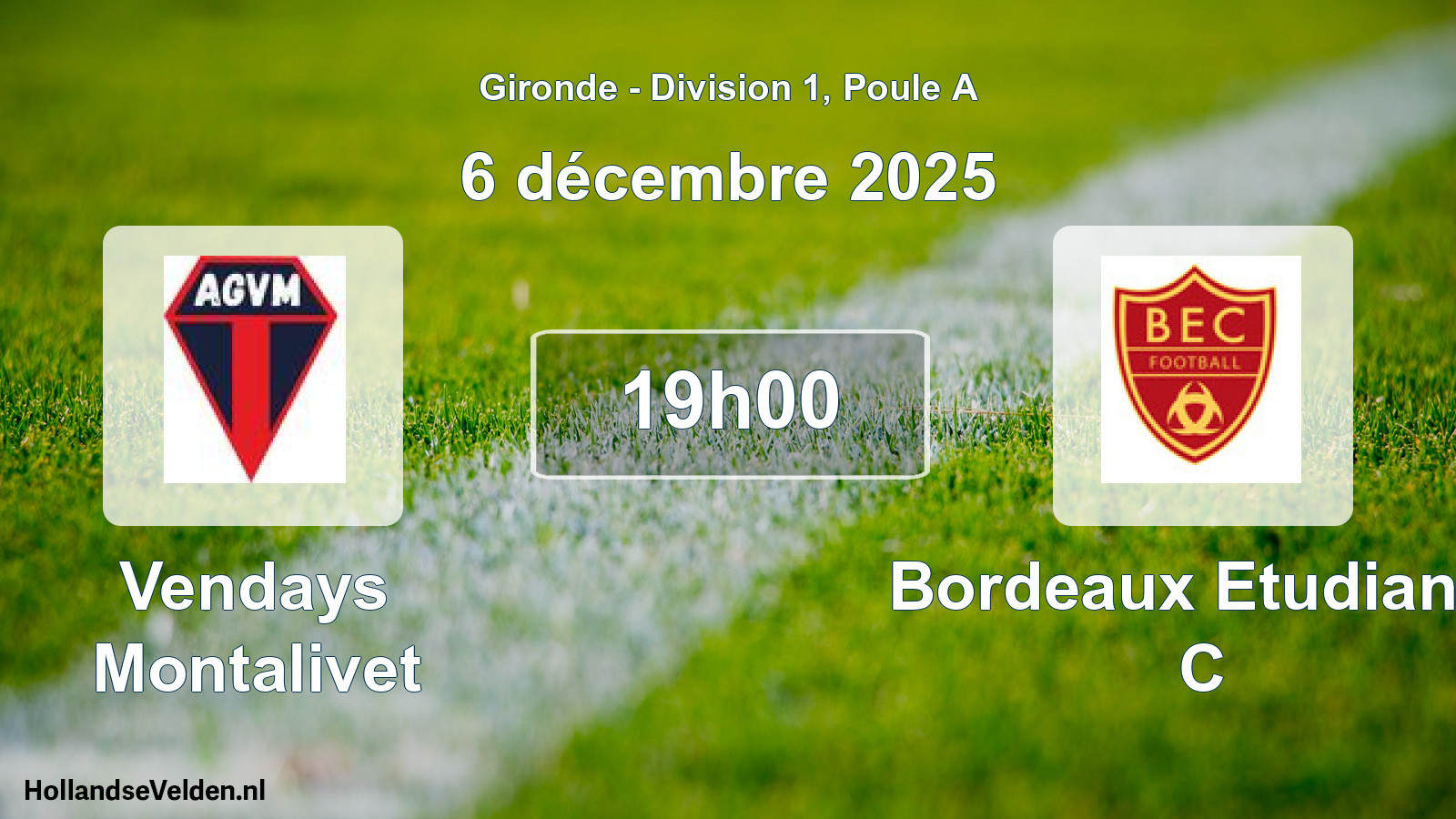 Scheduled Match: Vendays Montalivet - Bordeaux Etudiants C (6 December 2025)
