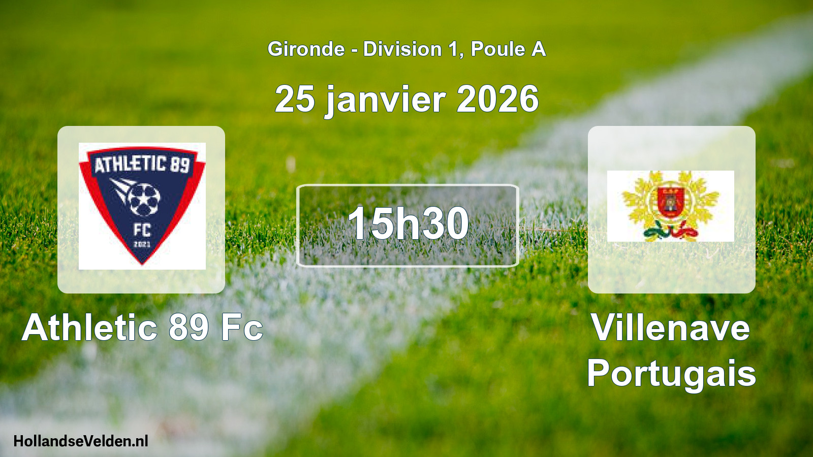 Geplande wedstrijd: Athletic 89 Fc - Villenave Portugais (25 janvier 2026)