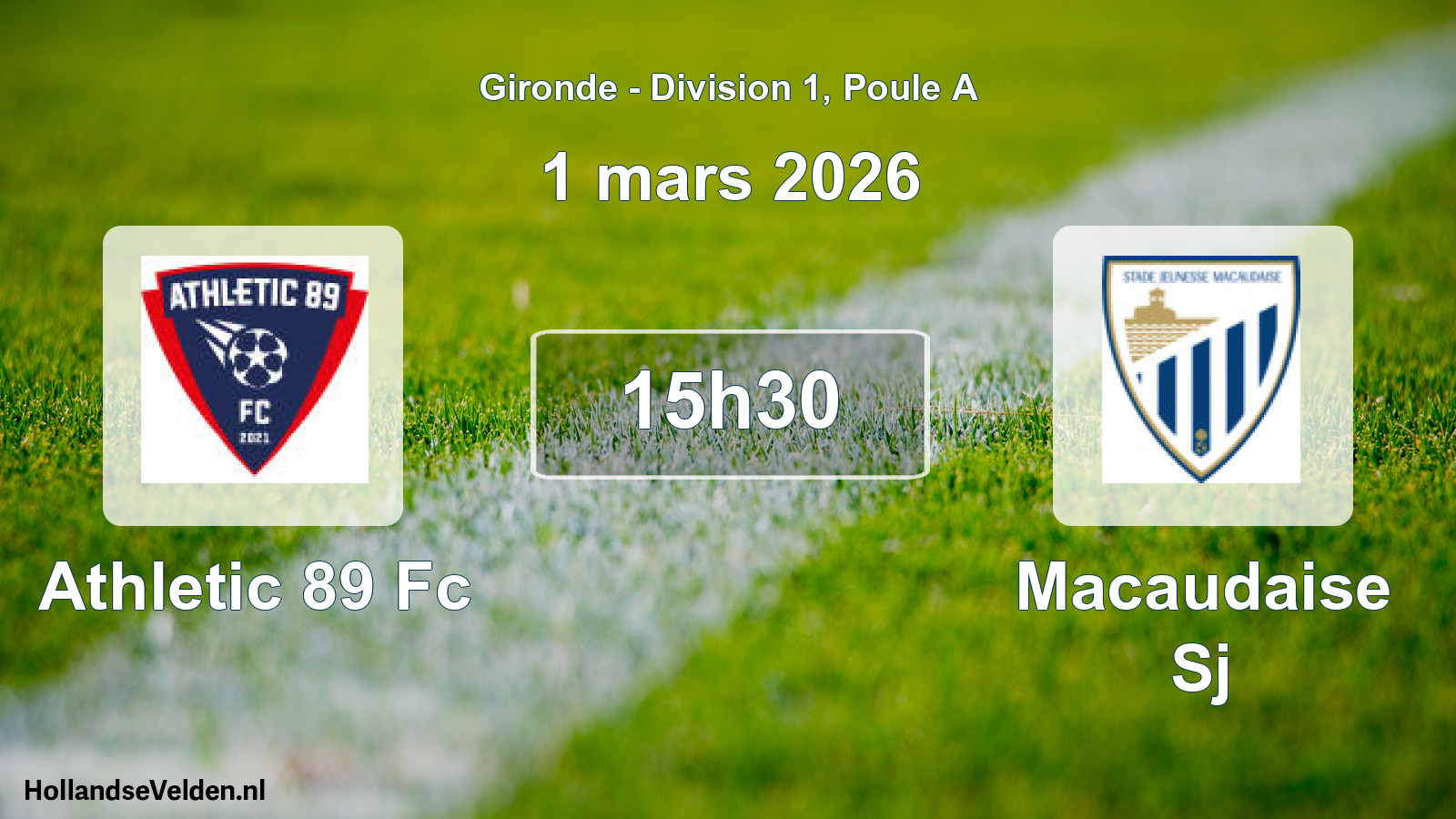 Geplande wedstrijd: Athletic 89 Fc - Macaudaise Sj (1 mars 2026)