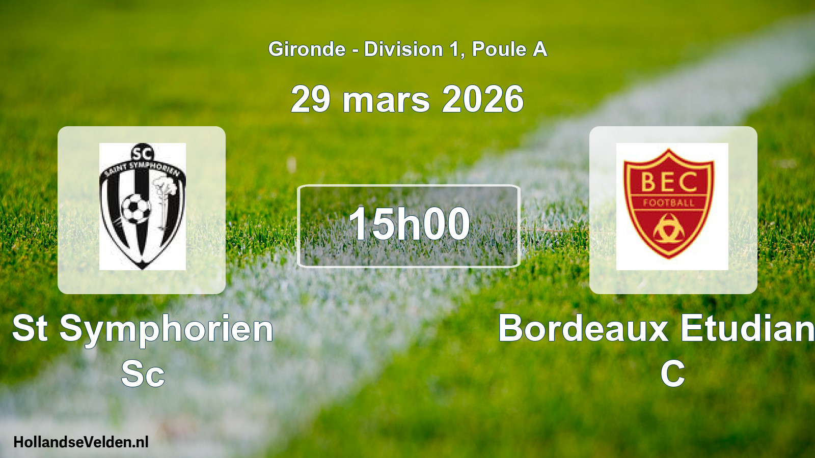 Geplande wedstrijd: St Symphorien Sc - Bordeaux Etudiants C (29 mars 2026)
