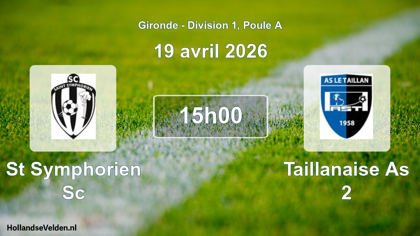 Geplande wedstrijd: St Symphorien Sc - Taillanaise As 2 (19 avril 2026)