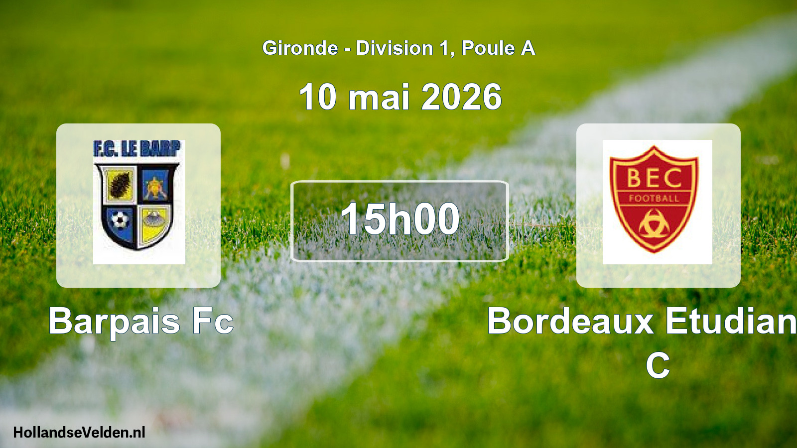 Scheduled Match: Barpais Fc - Bordeaux Etudiants C (10 May 2026)