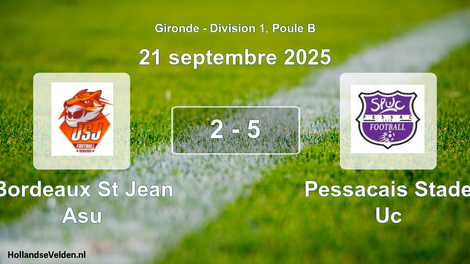 Gespeelde wedstrijd: Bordeaux St Jean Asu - Pessacais Stade Uc 2 - 5 (21 septembre 2025)