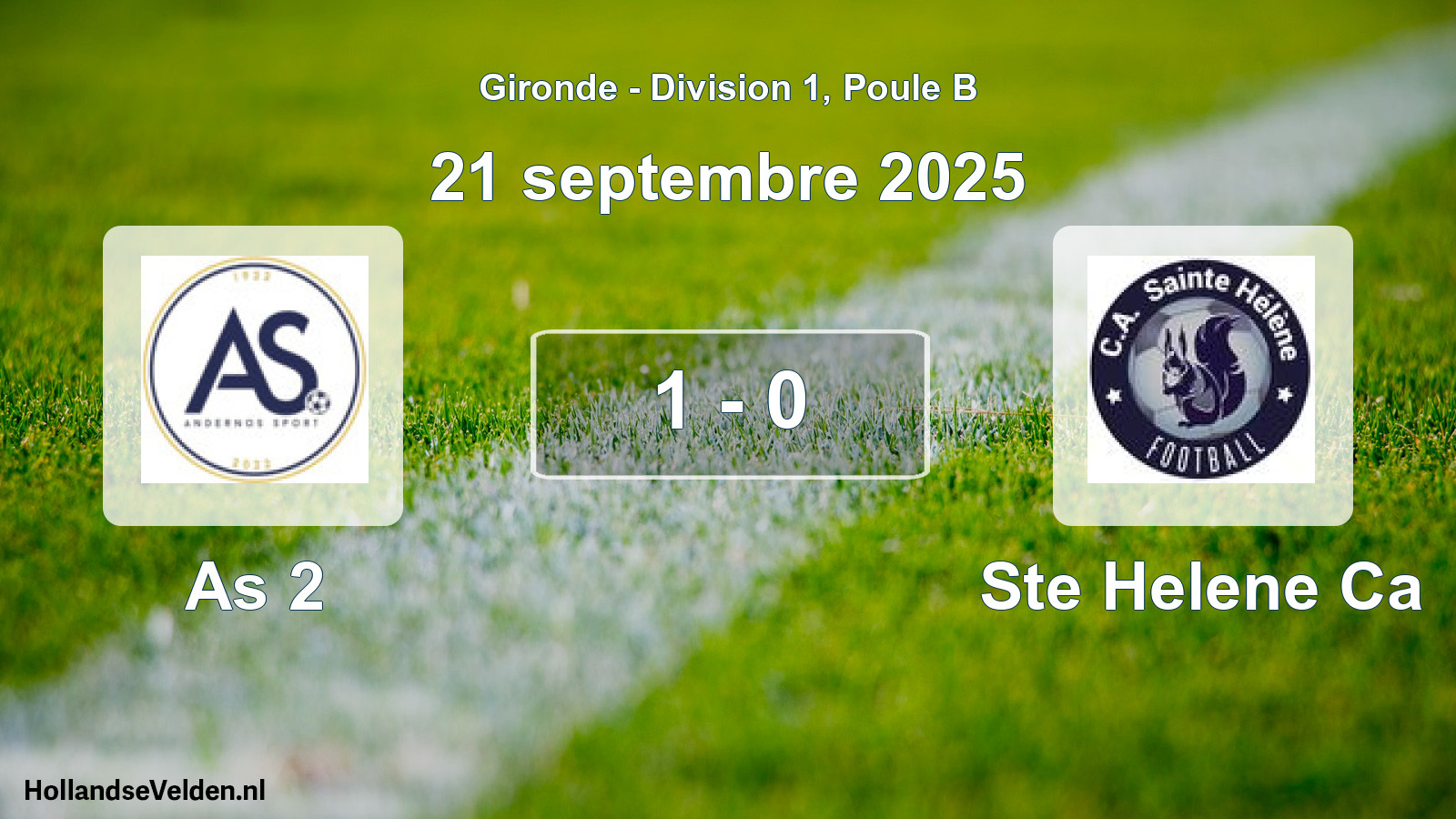 Gespeelde wedstrijd: As 2 - Ste Helene Ca 1 - 0 (21 septembre 2025)