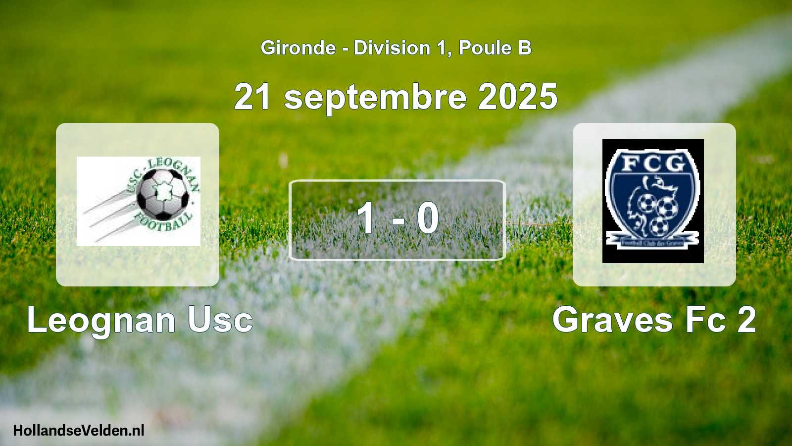 Gespeelde wedstrijd: Leognan Usc - Graves Fc 2 1 - 0 (21 septembre 2025)