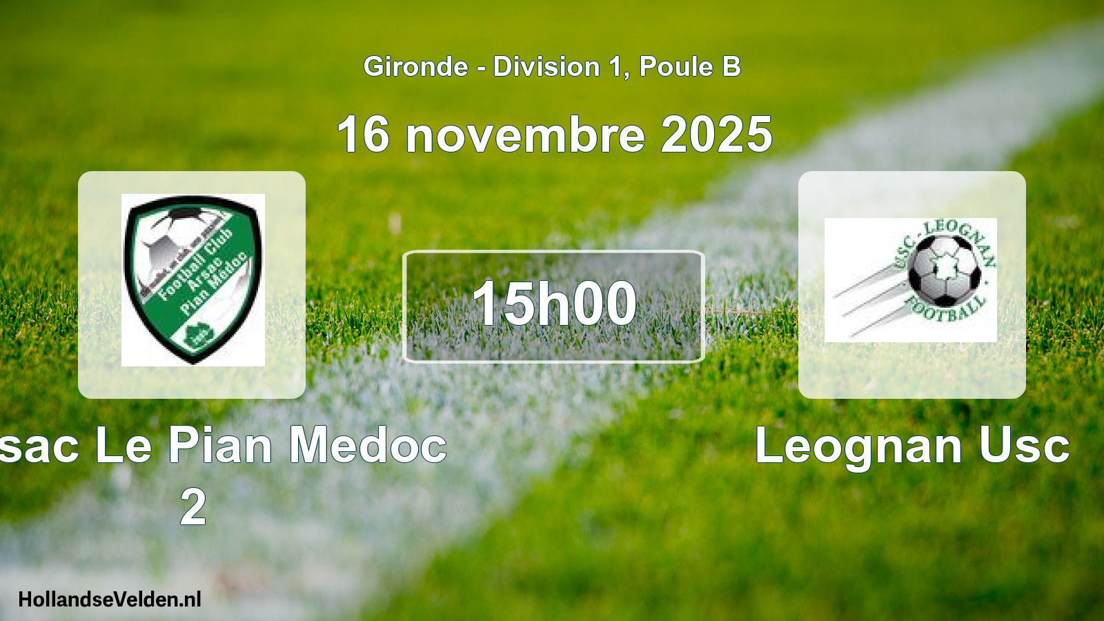 Geplande wedstrijd: Arsac Le Pian Medoc 2 - Leognan Usc (16 november 2025)