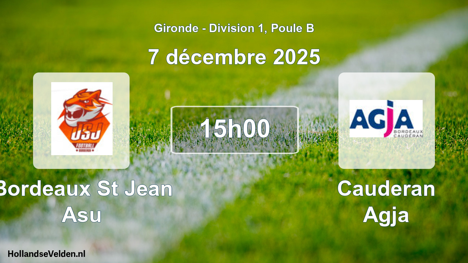 Geplande wedstrijd: Bordeaux St Jean Asu - Cauderan Agja (7 décembre 2025)