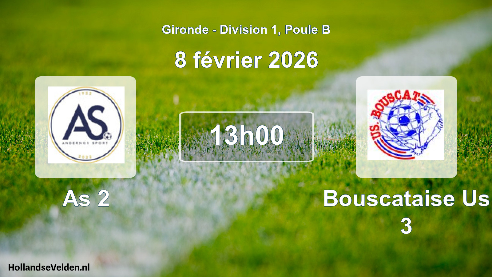 Geplande wedstrijd: As 2 - Bouscataise Us 3 (8 février 2026)