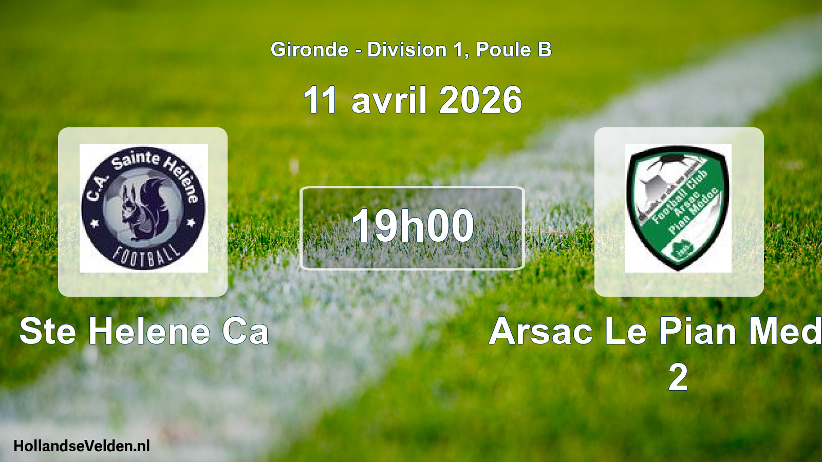 Geplande wedstrijd: Ste Helene Ca - Arsac Le Pian Medoc 2 (11 avril 2026)