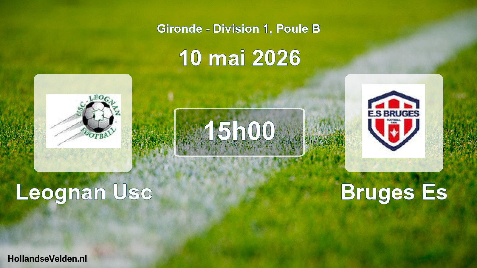 Geplande wedstrijd: Leognan Usc - Bruges Es (10 mai 2026)