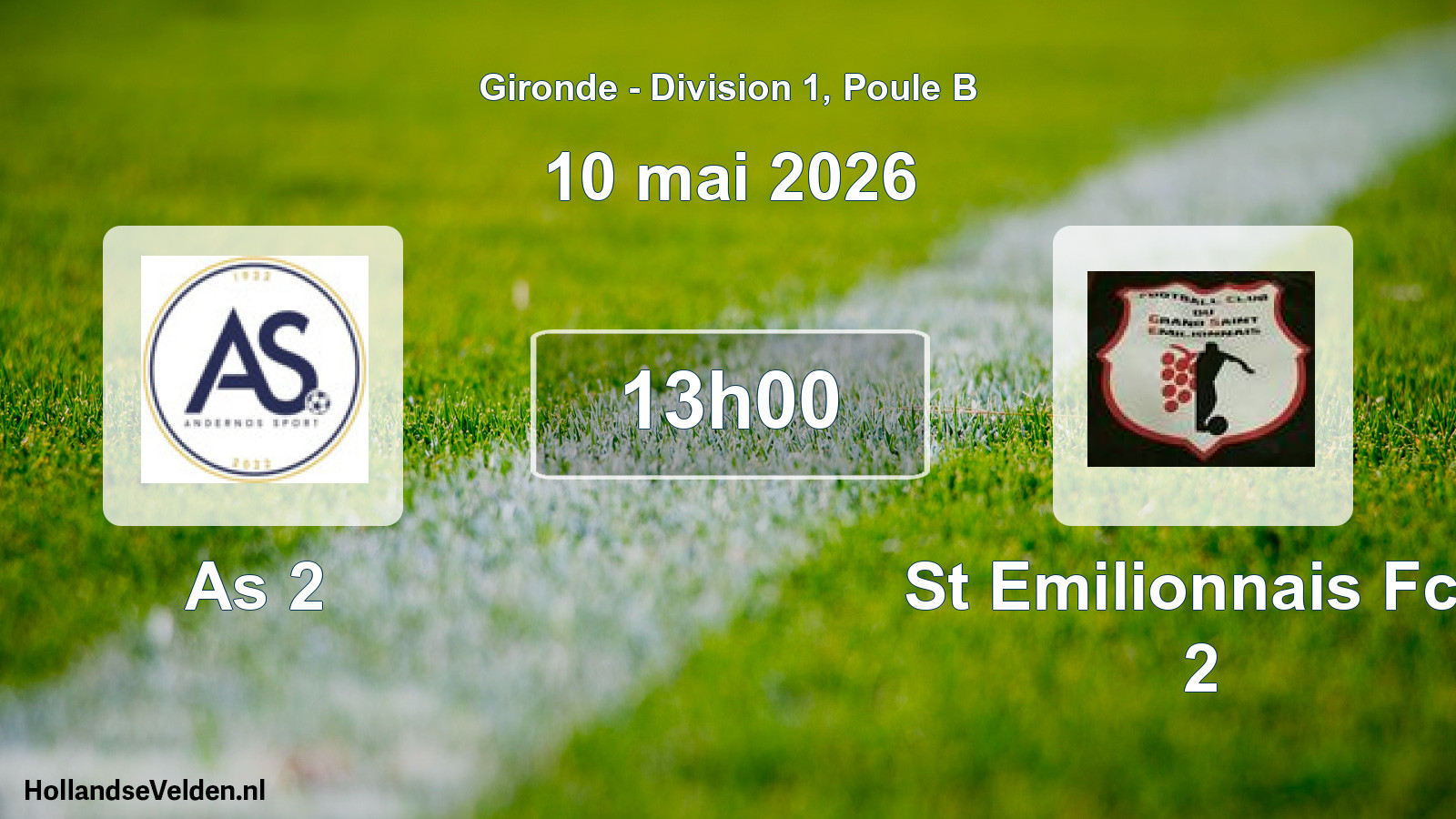 Geplande wedstrijd: As 2 - St Emilionnais Fcg 2 (10 mai 2026)