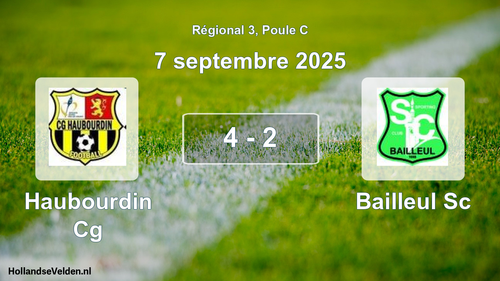 Gespeelde wedstrijd: Haubourdin Cg - Bailleul Sc 4 - 2 (7 septembre 2025)