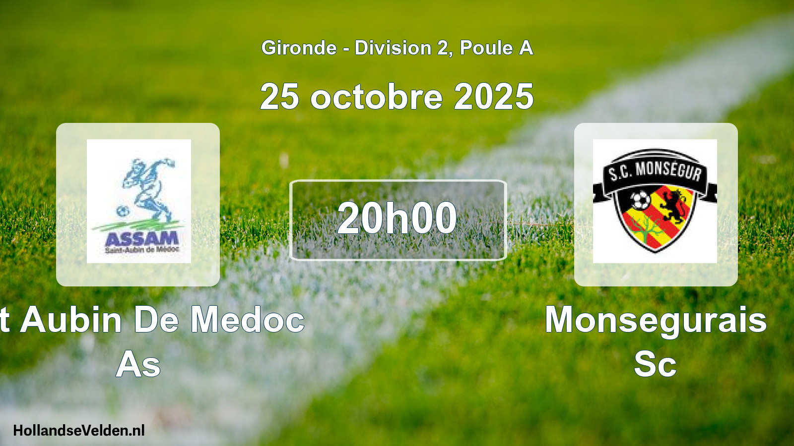 Scheduled Match: St Aubin De Medoc As - Monsegurais Sc (25 October 2025)