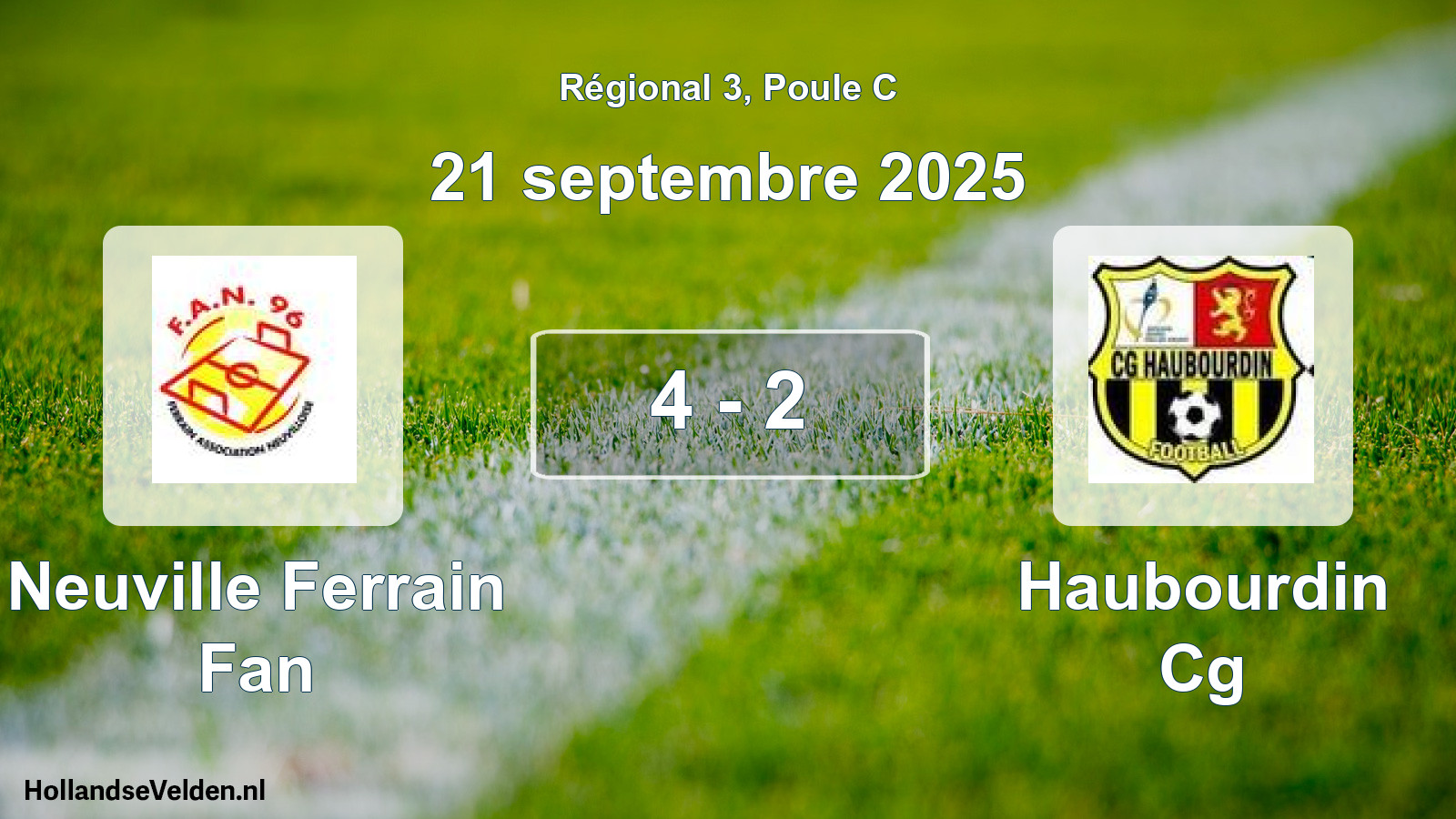 Total number of matches played: Neuville Ferrain Fan - Haubourdin Cg 4 - 2 (21 September 2025)