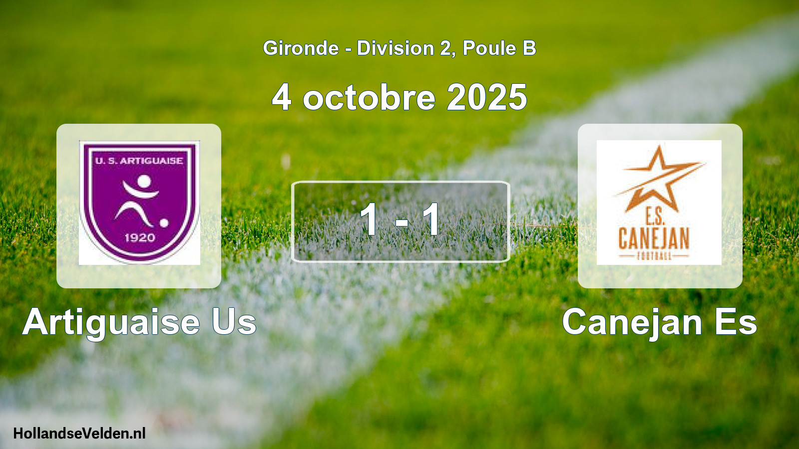 Gespeelde wedstrijd: Artiguaise Us - Canejan Es 1 - 1 (4 octobre 2025)