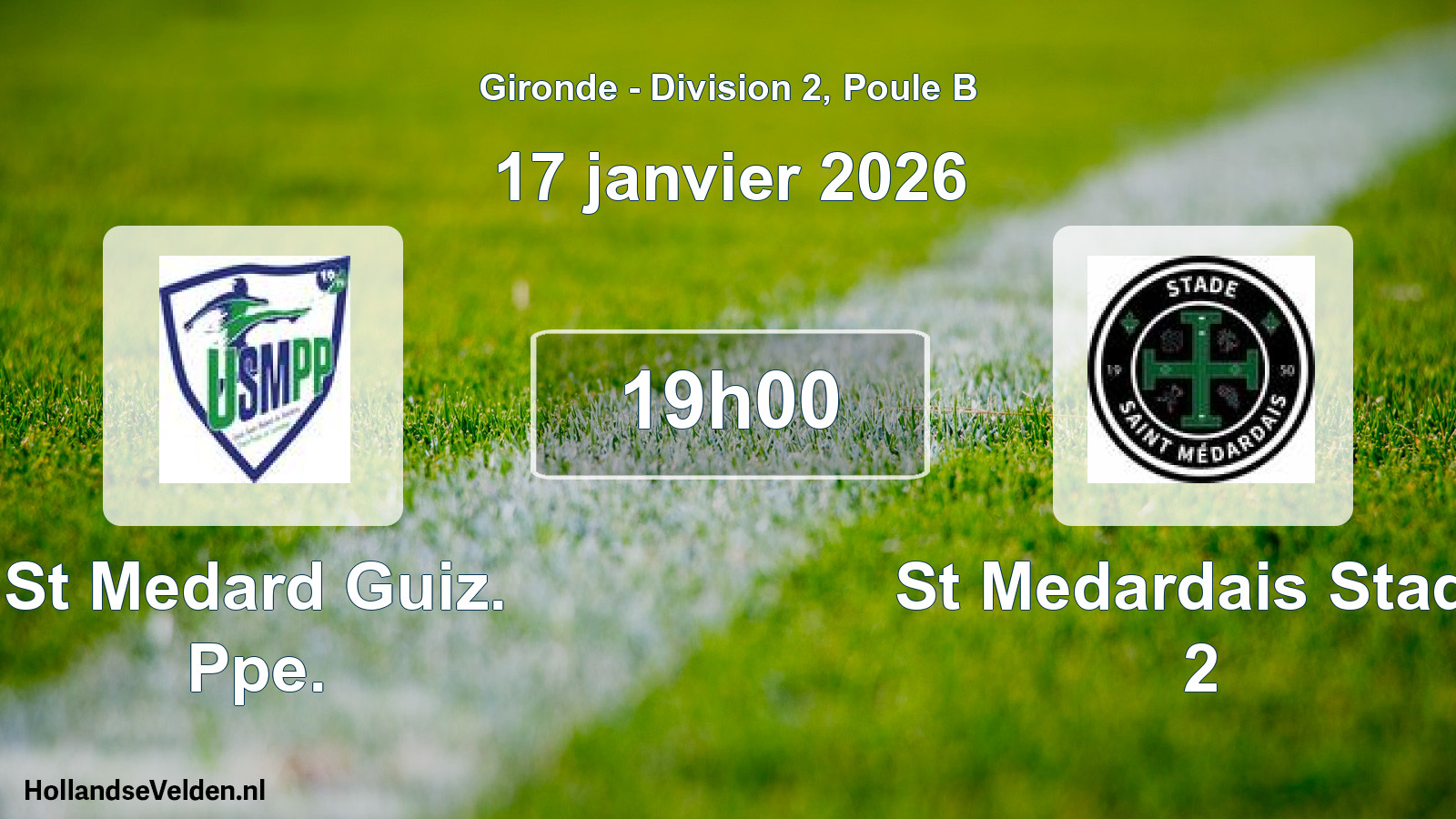 Geplande wedstrijd: St Medard Guiz. Ppe. - St Medardais Stade 2 (17 janvier 2026)