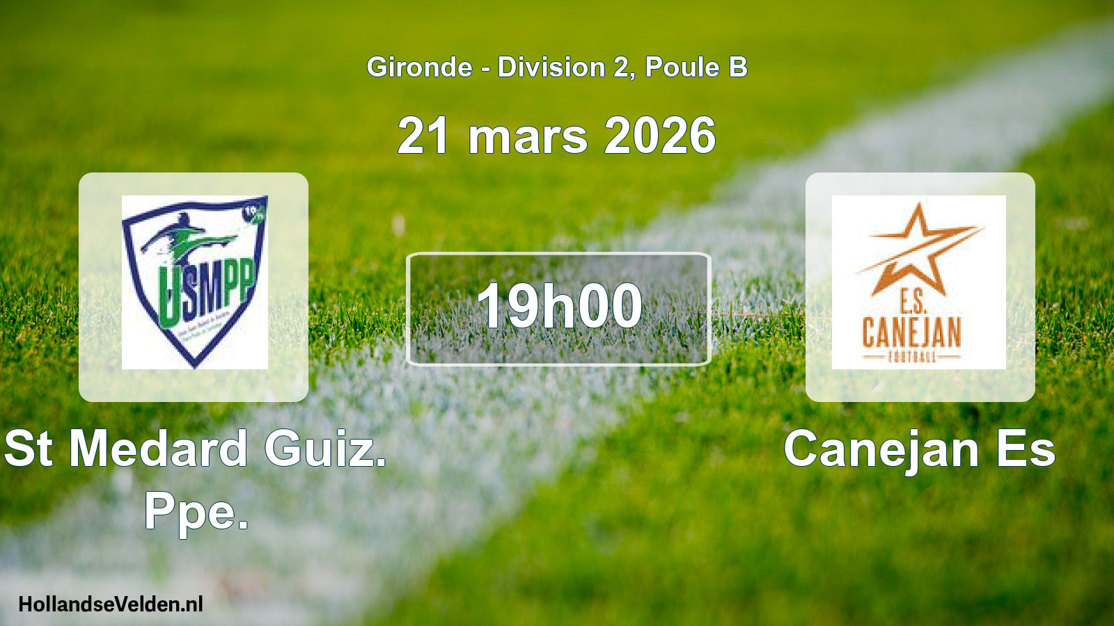 Geplande wedstrijd: St Medard Guiz. Ppe. - Canejan Es (21 mars 2026)