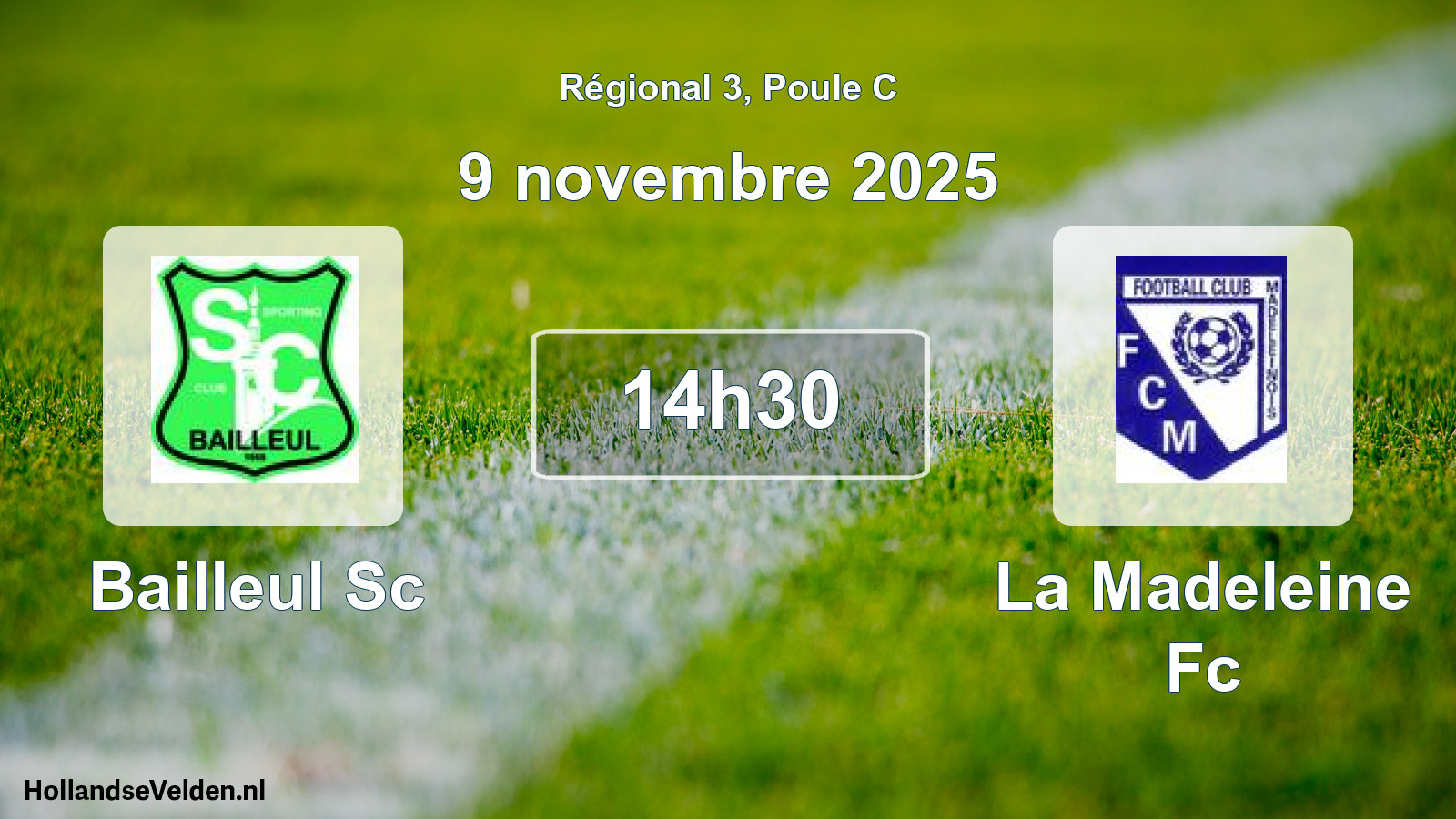 Geplande wedstrijd: Bailleul Sc - La Madeleine Fc (9 novembre 2025)