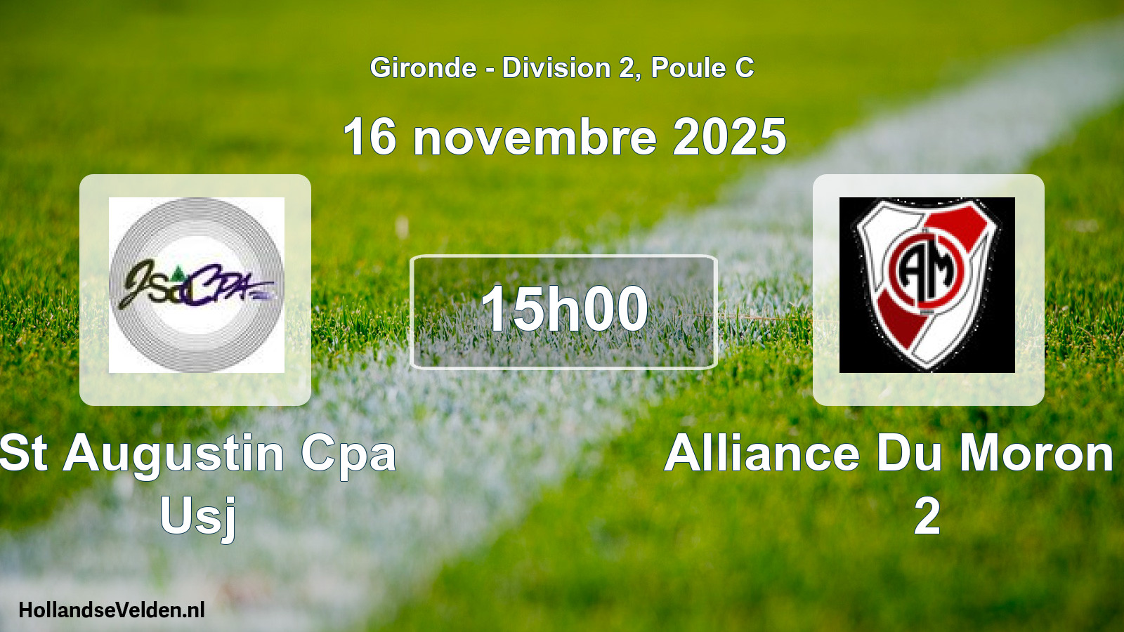 Geplande wedstrijd: St Augustin Cpa Usj - Alliance Du Moron Fc 2 (16 novembre 2025)