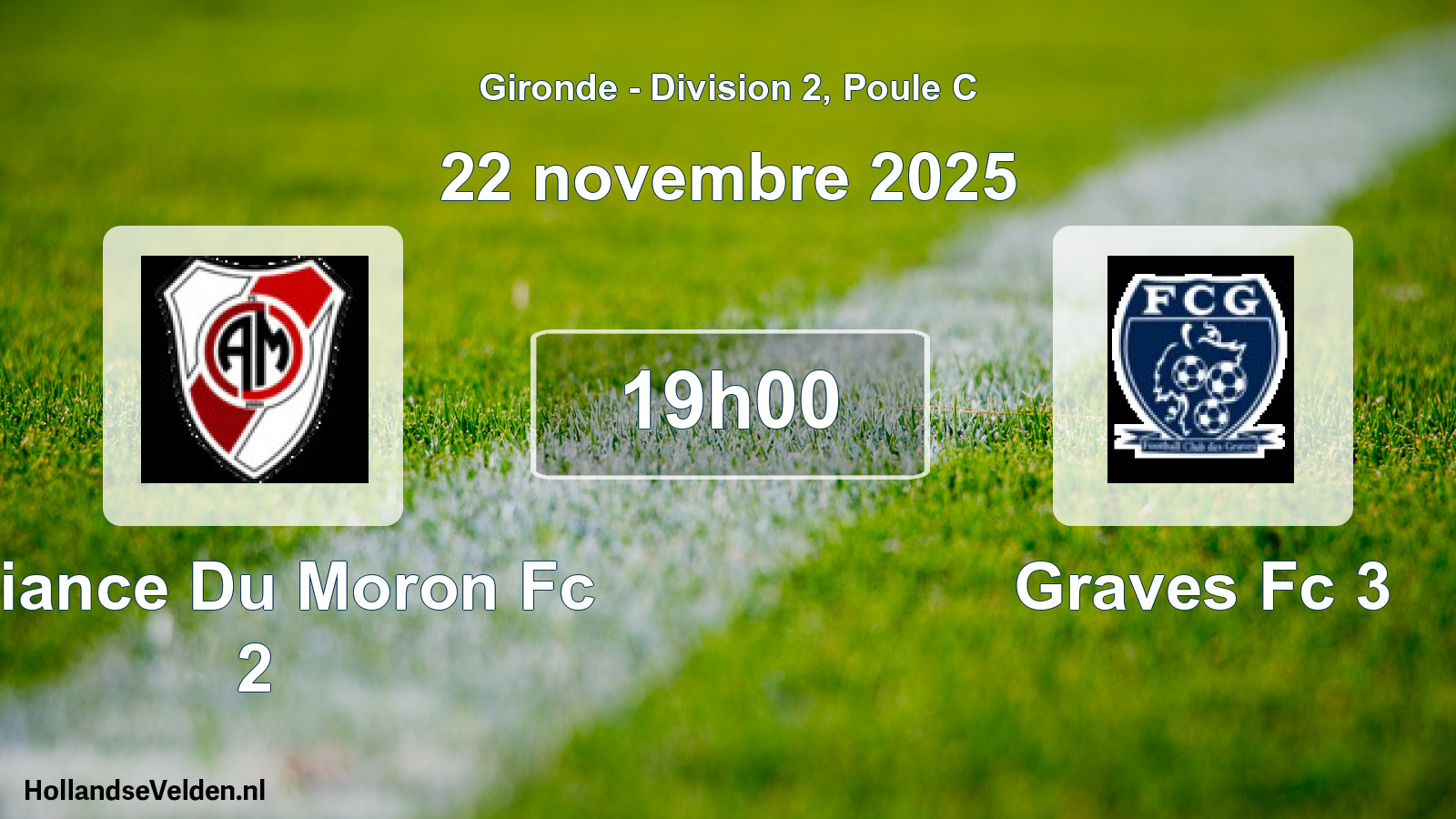 Geplande wedstrijd: Alliance Du Moron Fc 2 - Graves Fc 3 (22 novembre 2025)