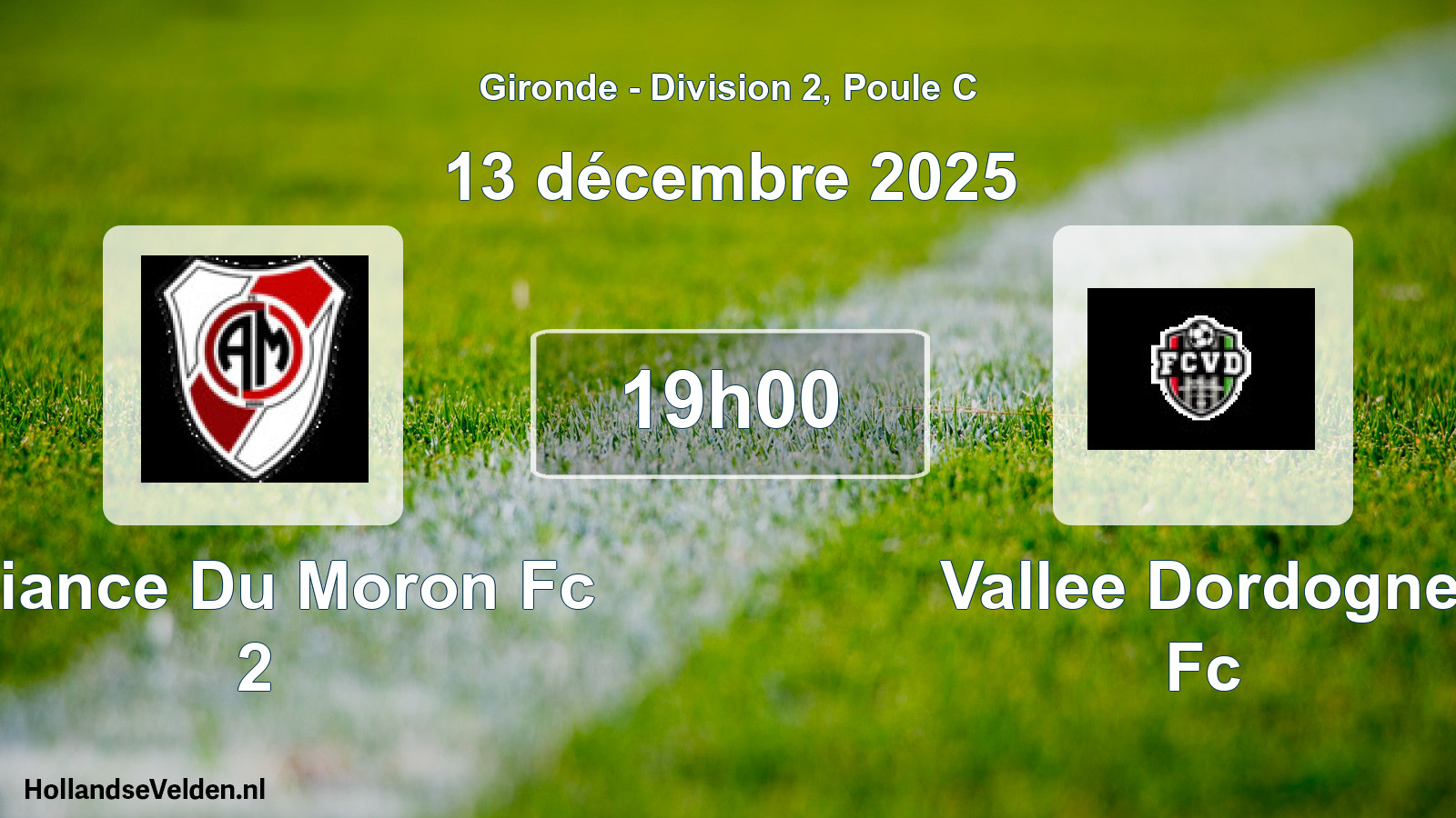 Geplande wedstrijd: Alliance Du Moron Fc 2 - Vallee Dordogne Fc (13 décembre 2025)