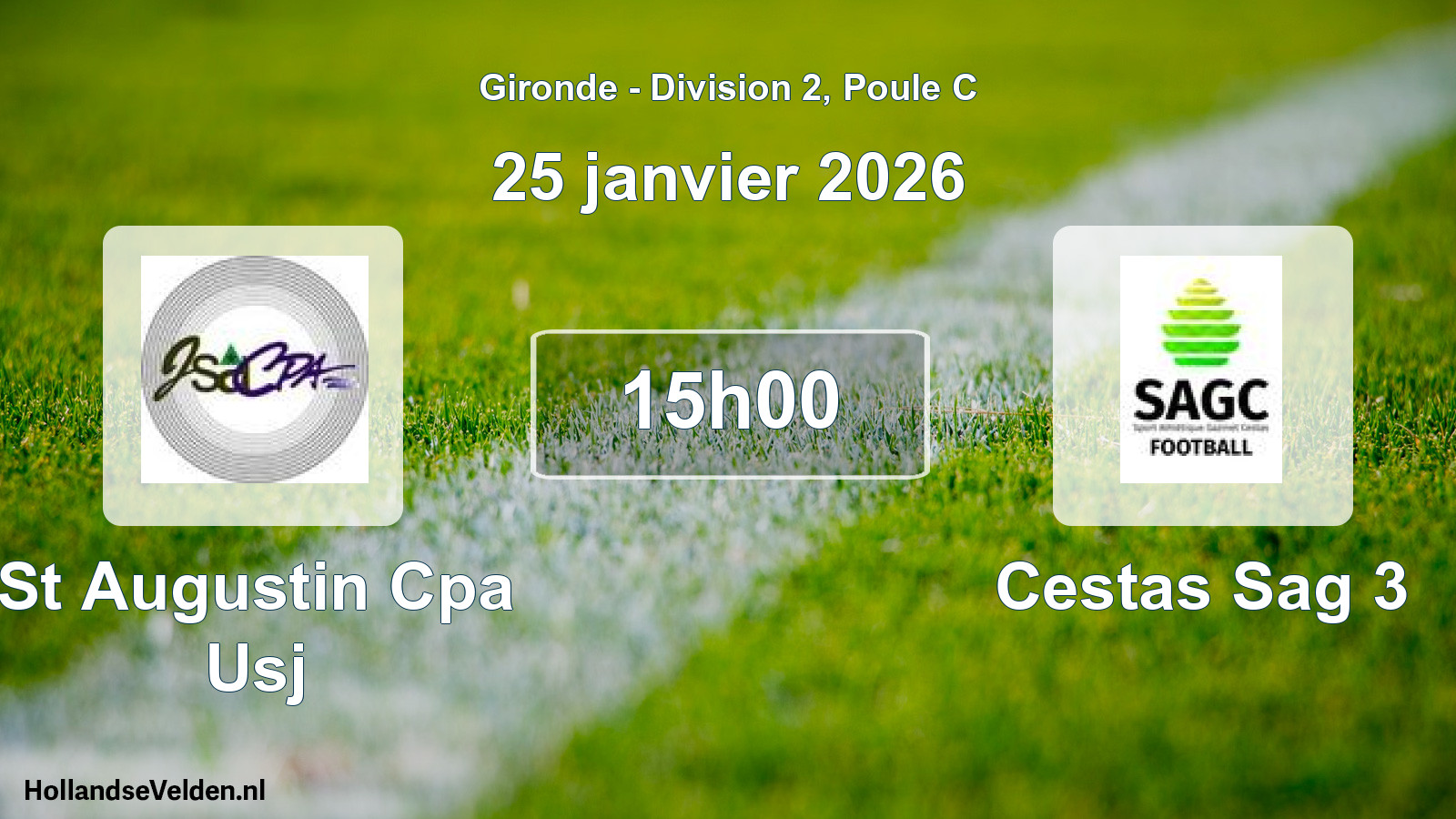 Geplande wedstrijd: St Augustin Cpa Usj - Cestas Sag 3 (25 janvier 2026)