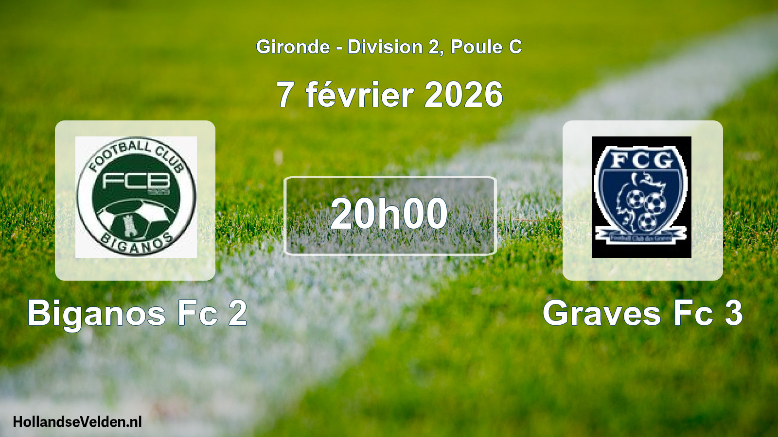 Geplande wedstrijd: Biganos Fc 2 - Graves Fc 3 (7 février 2026)