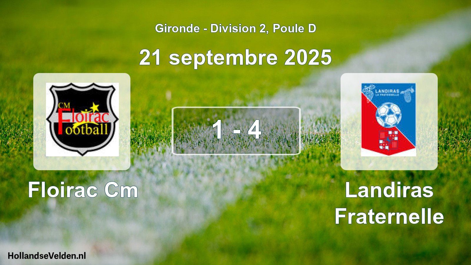 Gespeelde wedstrijd: Floirac Cm - Landiras Fraternelle 1 - 4 (21 september 2025)