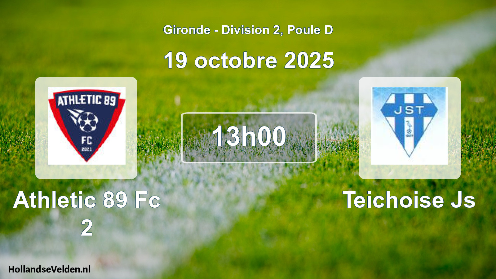 Geplande wedstrijd: Athletic 89 Fc 2 - Teichoise Js (19 octobre 2025)