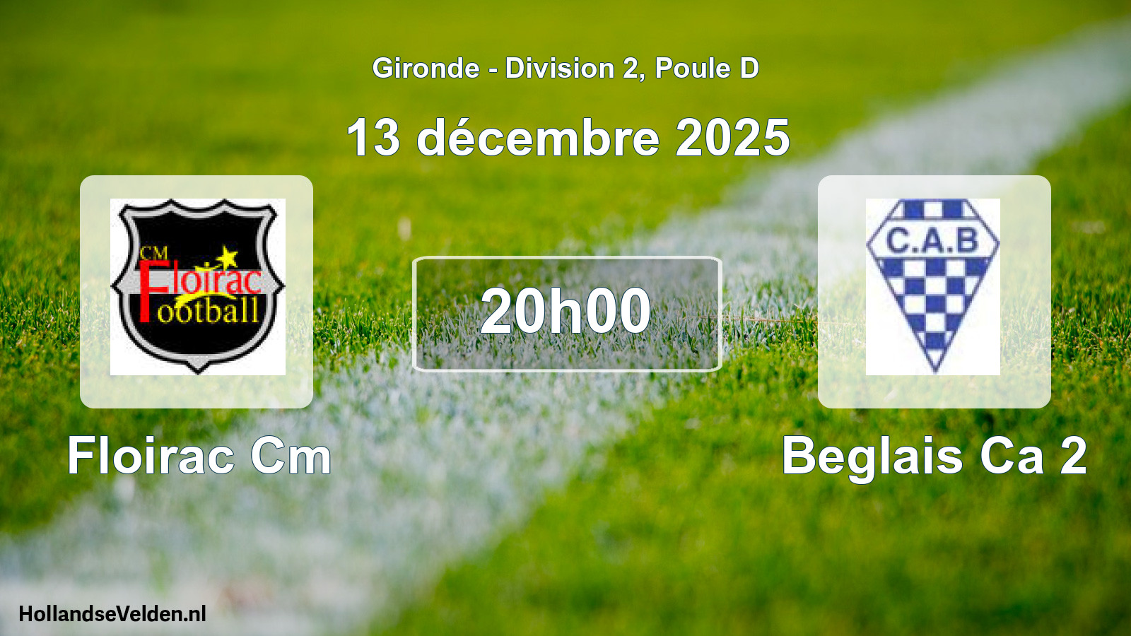 Geplande wedstrijd: Floirac Cm - Beglais Ca 2 (13 décembre 2025)
