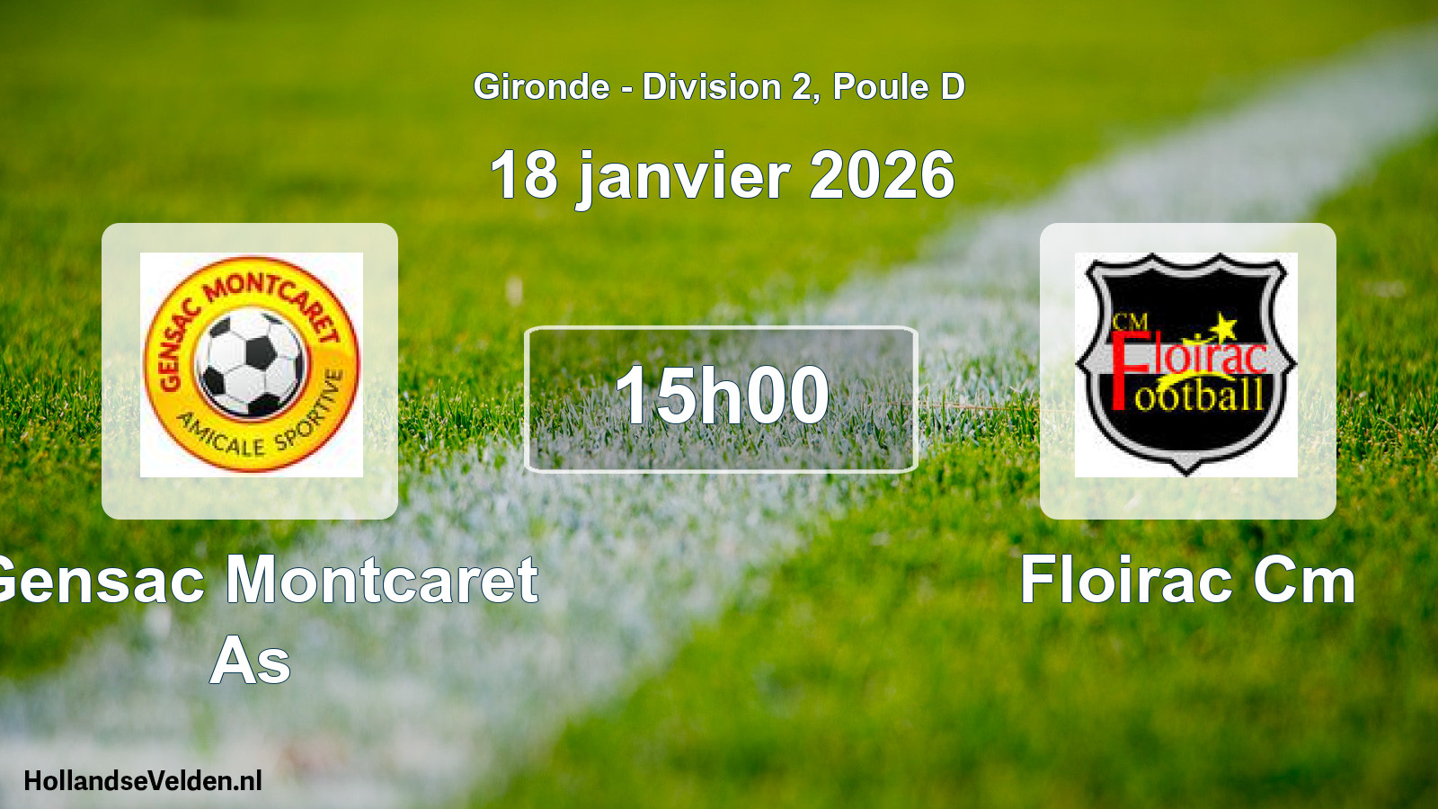 Geplande wedstrijd: Gensac Montcaret As - Floirac Cm (18 janvier 2026)