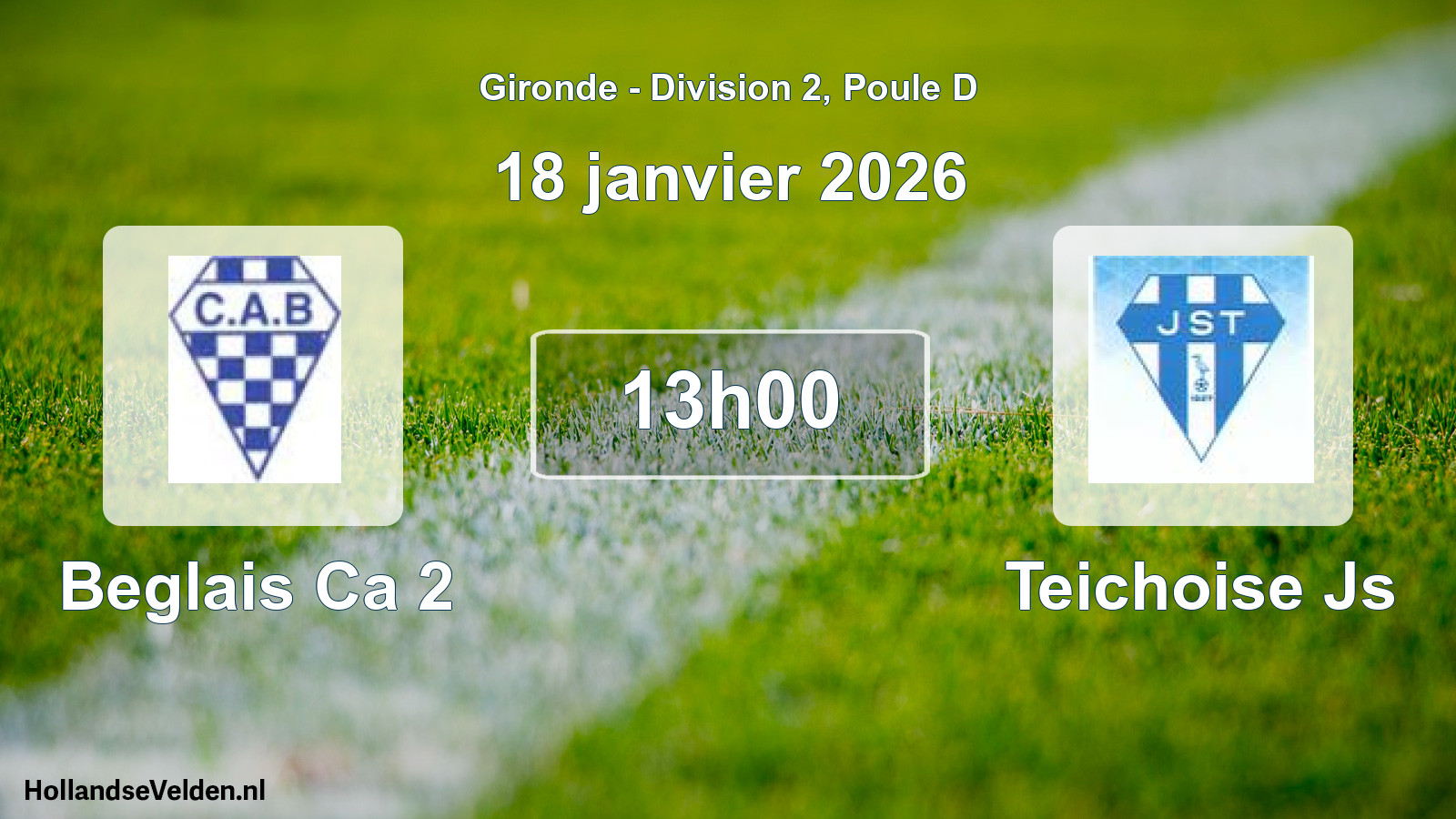 Scheduled Match: Beglais Ca 2 - Teichoise Js (18 January 2026)
