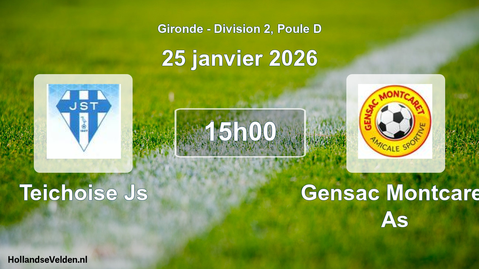 Geplande wedstrijd: Teichoise Js - Gensac Montcaret As (25 januari 2026)